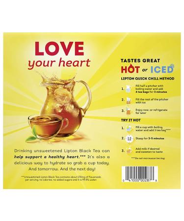 Lipton Black Tea Bags 8 oz 100 Count Pack of 6 - Supports Heart Health, Naturally Smooth Taste - Buy Online on SooperMarket.com