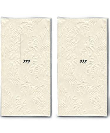 20 handkerchiefs (2x 10) Moments Ornament cream / beige - plain with ornaments embossed / wedding / tears of joy