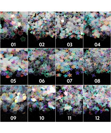 Teenitor 12 Boxes Holographic Nail Sequins - Ultra-Thin Colorful Glitter Sticker for Nail Art, Cosmetic and Festival Glitter Decoration - Buy Online on SooperMarket.com