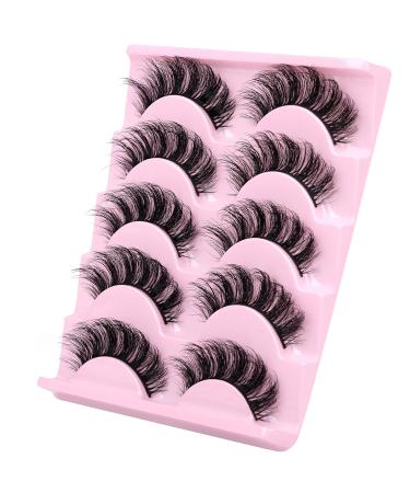 Wiwoseo Natural Mink False Eyelashes - 5 Pairs Fluffy Wispy 16MM Faux Mink Lashes - Buy Online on SooperMarket.com