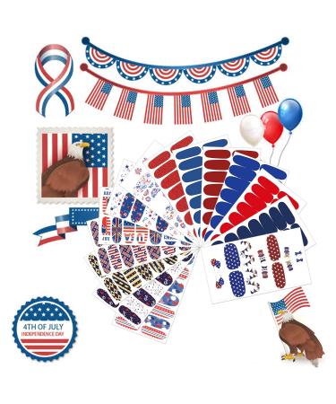 JERCLITY 4th of July Nail Wraps - Patriotic American Flag Nail Strips with Nail File - Buy Online on SooperMarket.com