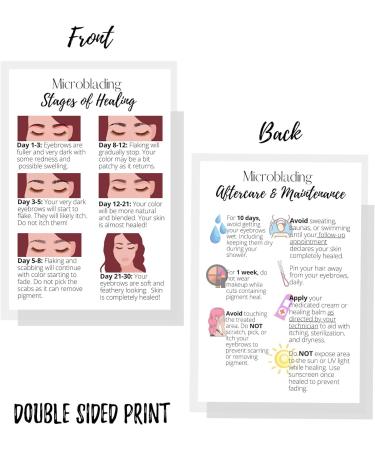 Microblading Healing & Aftercare Postcards | Pack of 30 | Double Sided 4x6 | White with Pictures - Buy Online on SooperMarket.com