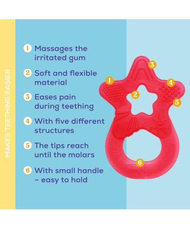Dentistar Bei ring Set | Teether for Babies & Toddlers 3+ Months | Soft Dental Aid & Massage Ring | Made in Germany | Red & Blue - Buy Online on SooperMarket.com