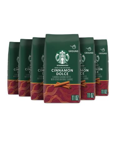 Starbucks Ground Coffee Cinnamon Dolce Flavored Coffee No Artificial Flavors 100% Arabica 6 bags (11 oz each) Cinnamon Dolce 11 Ounce (Pack of 6)