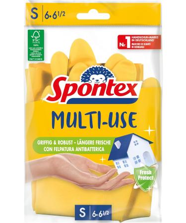 Spontex Multi Use Household Gloves - 12 Pairs with Fresh Protection & Cotton Flock - Size S - Eco-Friendly FSC Naturnex - Buy Online on SooperMarket.com