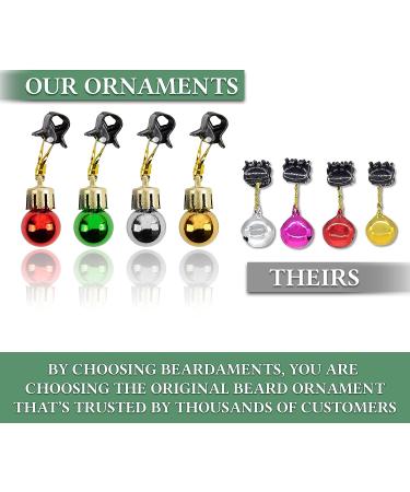 BEARDAMENTS Beard Ornaments - Colorful 12pc Christmas Facial Hair Baubles for Men - Red, Green, Gold, Silver Mix - Easy Attach Mini Mustache & Sideburns - Festive Holiday Spirit - 12 Count - Buy Online on SooperMarket.com