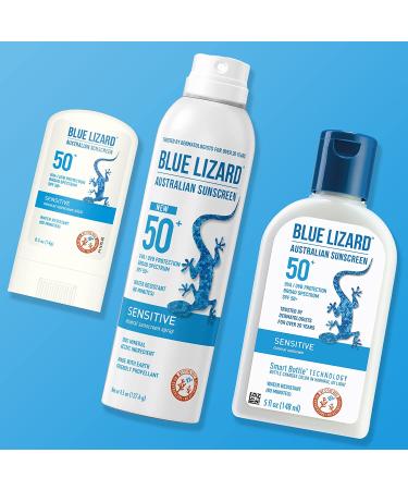 Blue Lizard Sensitive Mineral Sunscreen Stick SPF 50+ - Water Resistant - UVA/UVB Protection - Fragrance-Free - 0.5 Oz - Buy Online on SooperMarket.com
