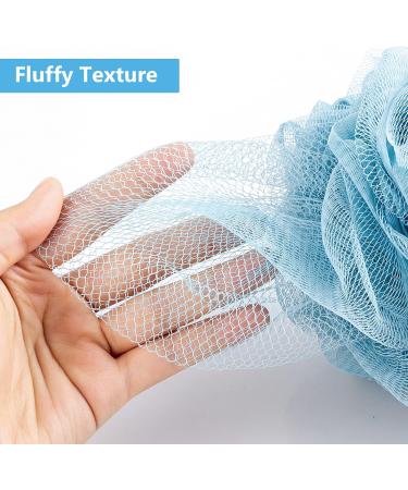 Buy VANZAVANZU Bath Sponge Loofah Set of 4 - Large 80g Shower Scrubber for Men & Women - Mesh Pouf in Turquoise & White | Premium Body Exfoliator - Buy Online on SooperMarket.com
