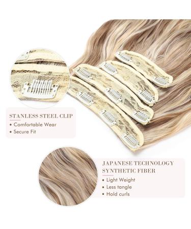 REECHO 20 Inch Medium Blonde Clip in Hair Extensions - 4PCS Pack, 200g - Soft Synthetic Hairpieces for Women - Buy Online on SooperMarket.com
