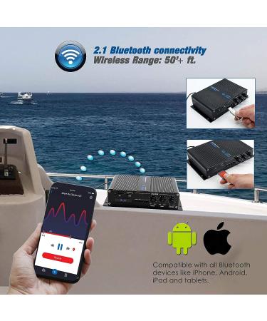 Pyle 2-Channel Bluetooth Audio Marine Amplifier - 200 Watt Weather Resistant Amp with MP3 USB SD Reader and LCD Screen - Buy Online on SooperMarket.com