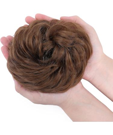 Thick Messy Curly Hair Bun Extension Scrunchie - Synthetic Updo Hairpiece for Women/Girls, Light Brown/Light Brown - 45g - Buy Online on SooperMarket.com