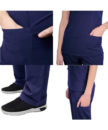 Green Town Women's Nurse Scrub Set GT4FLEX Straight Leg Cargo V-Neck, Navy/Indigo, Size Medium - Buy Online on SooperMarket.com