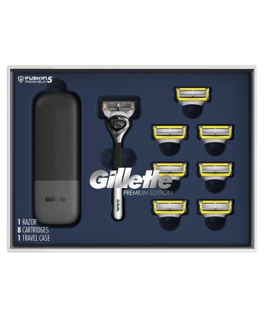 Gillette ProGlide Shield Premium Edition Razors for Men, 1 Gillette Razor, 8 ProShield Razor Blade Refills, 1 Travel Case