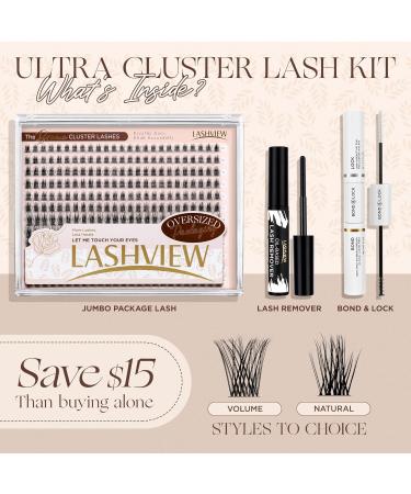 Lashview Cluster Lashes 300 PCs - DIY Natural Look Eyelash Extensions with Soft Bands & Lash Bond | D-Big Kit 705DBIG - Buy Online on SooperMarket.com