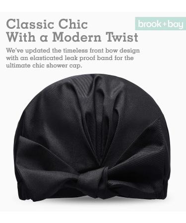 Luxury Black Shower Cap for Women with Bow - Reusable & Waterproof, Adjustable Hair Cover - Buy Online on SooperMarket.com