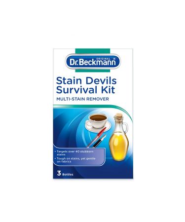 Dr.Beckmann Stain Devils Survival Kit Removes Over 40 Stubborn Stains Fast Acting - Tough Staines Removed In 3 Minutes 1 X Stain Devil - Cooking Oil & Fat Remover 1 X Stain Devil - Tea Red Wine Fruit And Juice Remover 1 X Stain Devil - Ball Point Ink And 