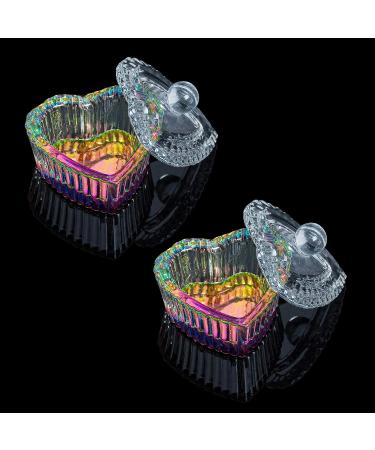 AORAEM 2PCS Nail Tips Art Dappen Dish with Lid - Glass Crystal Cup for Acrylic Liquid Powder - Professional and Home Use - Heart Shape - Buy Online on SooperMarket.com