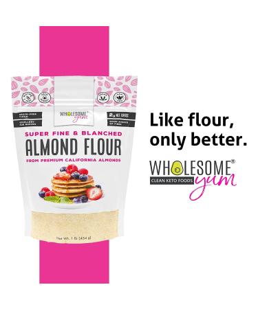 Wholesome Yum Premium Almond Flour (16 oz) - Gluten Free, Non GMO, Keto Friendly - Fine Ground Blanched Almond Flour Substitute for Low Carb Baking - Buy Online on SooperMarket.com