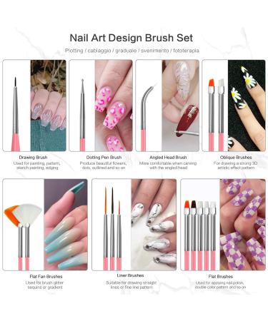 Canvalite Nail Art Brush Set - 5 Pc Gel Nail Decoration Tools Dotted Pen Rhinestones & Gold Leaf for Salon & Home Use - Buy Online on SooperMarket.com