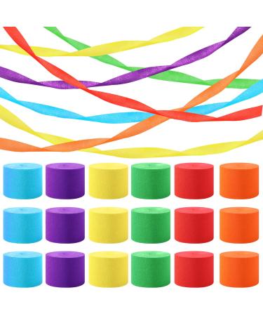 18 Rolls Rainbow Crepe Paper Streamers Colorful Crepe Paper Streamers Rolls Party Streamer for DIY Art Project Supplies, Baby Shower, Fiesta, Cinco De Mayo, Neon Birthday Party Backdrop Decorations