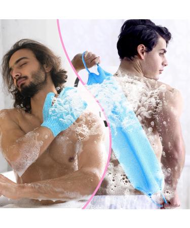 Buy Gjinxi Peeling Gloves & Back Scrubber - 2 Piece Washcloth Set for Exfoliation & Bathing Accessories (Blue) - International Shipping Available - Buy Online on SooperMarket.com