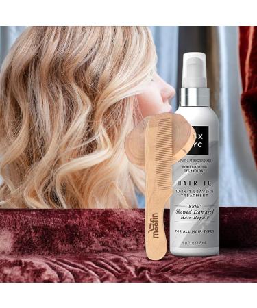 SGX NYC Hair IQ 10-in-1 Leave-In Treatment & Wooden Comb - Vegan Leave In Conditioner for Dry Damaged Hair with Biotin & Hyaluronic Acid - Pack of 2 - Buy Online on SooperMarket.com