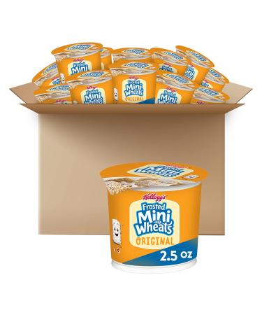 Kellogg's Frosted Mini-Wheats Breakfast Cereal Cups High Fiber Cereal Kids Snacks Original 30oz Case (12 Cups)
