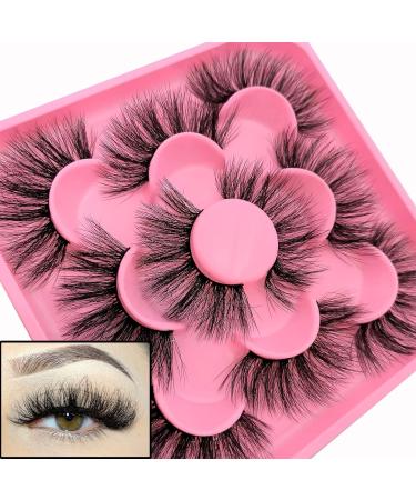 Fluffy Faux Mink Wispy False Eyelashes - 20MM Long Dramatic Lashes for Thick Volume and Big Eyes - Pack of 5 Pairs (Style 5-06) - Buy Online on SooperMarket.com