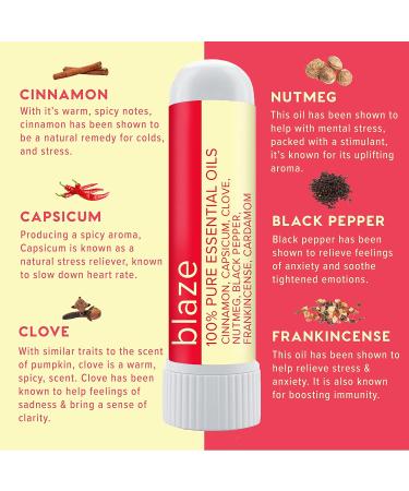 MOX Blaze Aromatherapy Nasal Inhaler - Calming & Relaxing Blend of Cinnamon, Nutmeg, Clove & Frankincense Essential Oils - 1 Pack - Buy Online on SooperMarket.com