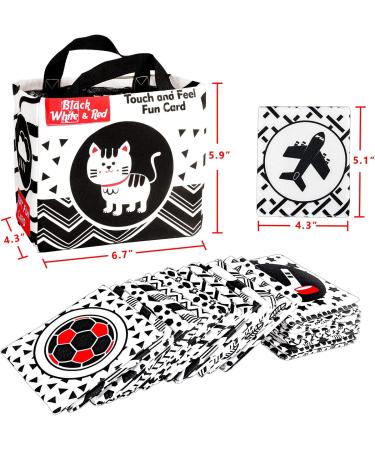 Black and White Soft Flash Cards - Educational Fabric Baby Activity Crinkle Set with Storage Bag - Ideal for Infant Boys and Girls - Non-Toxic, Perfect for Baby Shower - Buy Online on SooperMarket.com