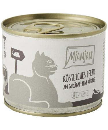 Mjamjam - Premium wet food for cats - Delicious horse on subdued pumpkin 6 -pack (6 x 200 g) grain free with extra meat horse + pumpkin 200 g (6 Pack)