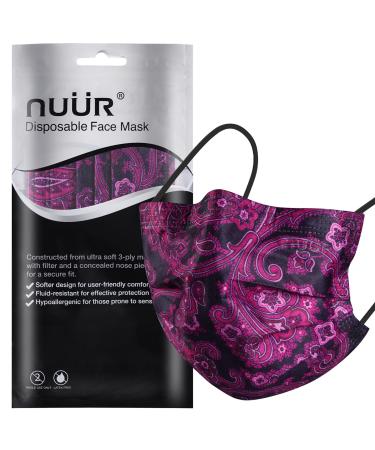 NU R 10pcs Paisley 3 Ply Disposable Face Mask Mask with Filter Layer and Elastic Earloop Retail Sealed Bags PAISLEY-010