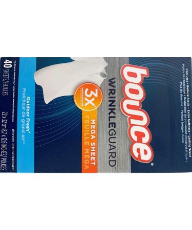 Bounce Wrinkle Guard Mega Sheet Outdoor Fresh 40 Sheets per Box
