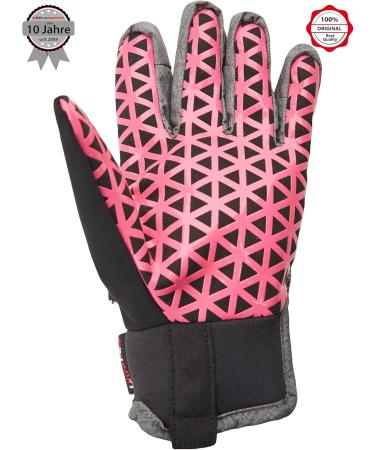 Ultrasport Advanced Ski Children's Gloves - Flexible Water Resistant & Windproof for Ages 6-14 | Rocky Black/Gray/White/Pink - Buy Online on SooperMarket.com