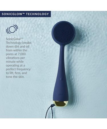 PMD Clean Body - Smart Waterproof Cleaning Device with Silicone Brush & Attachments | SonicGlow Vibration for Cleansing Peeling & Massaging - Navy - Buy Online on SooperMarket.com