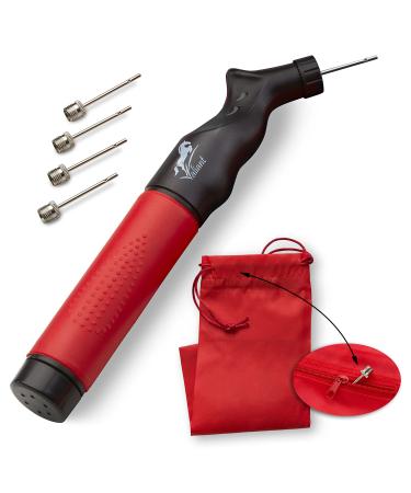 Valiant Sports Ball Pump Inflator with 5 Needles (Pin) and Pouch, Dual Action Hand Held Portable Air Pump with pins to Inflate Soccer Ball, Football, Volleyball, Rugby-Ball, Netball and Basketball