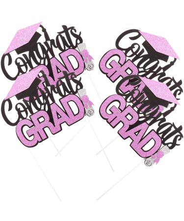 Didiseaon 4pcs Graduation Row Graduation Cupcake Toppers Dessert Picks Appetizer Picks for Graduation Party Graduation Cake Toppers Graduation Party Cake Decorations Food Suite Paper Rose Gold 14X7.5CM
