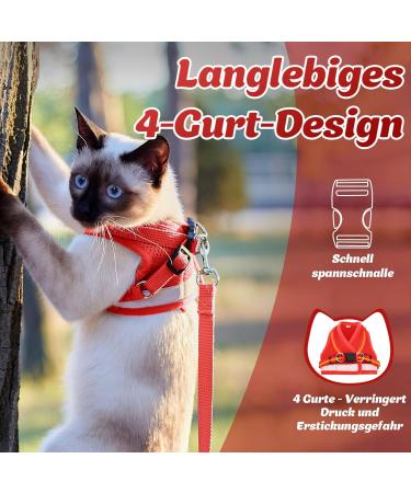 Supet Cat Dishes - Soft Cat Vest with Leash for Kittens & Small Dogs (Chihuahua) - L Size (Chest 38-43 cm) - Durable & Stylish in Red - Buy Online on SooperMarket.com