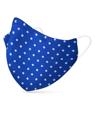 Dance pattern makeshift mask washable 100% cotton for children and adults - nose bracket and filter bag - mouth and nose protection 2 -layer - Oeko -Tex Standard 100 blue and white dotted L (1 Pack)