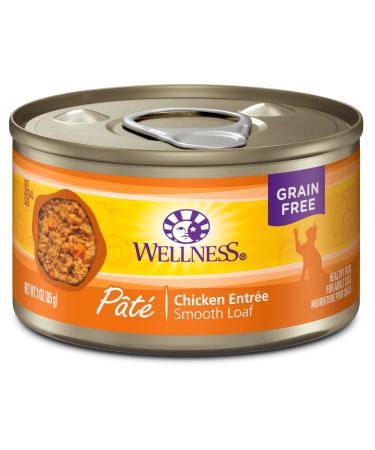Wellness Complete Health Grain-Free Wet Canned Cat Food, Natural Ingredients, Made in USA with Real Meat, All Breeds, Smooth Pate (3oz, 5 oz, & 12.5 oz Can Sizes) Adult Cat Chicken 3 Ounce (Pack of 24)