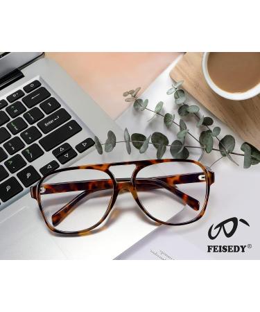 Feizedy Retro 70s 80s Blue Light Filter Glasses for Men & Women - B2888 Turtle Frame 60mm - Anti-Glare PC Gaming & Computer Glasses - Buy Online on SooperMarket.com