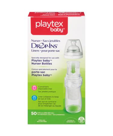 Diaper Genie Playtex Nurser Drop-Ins Baby Bottle Disposable Liners Closer to Breastfeeding 8 Oz 50 Count