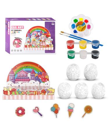Enrichovo Eggs Art and Crafts 5Pcs Unicorn DIY Eggs Painting Kit Traced Eggshells Drawing and Coloring Activity Set Gifts for Kids Boys Girls Ages 5 6 7 8 9 10 11 12