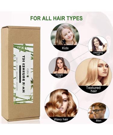 MRD Natural Bamboo Hair Brush Set - Wide-Tooth Paddle Comb for Women Men Kids - Ideal for Thick Thin Curly Dry Hair - No Bristle Detangling Kit - Buy Online on SooperMarket.com