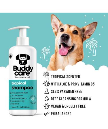 Tropical Dog Shampoo by BuddyCare - Deep Cleaning Aloe Vera & Pro-Vitamin B5 Refreshing Fragrance (500ml X3) - International Shipping - Buy Online on SooperMarket.com
