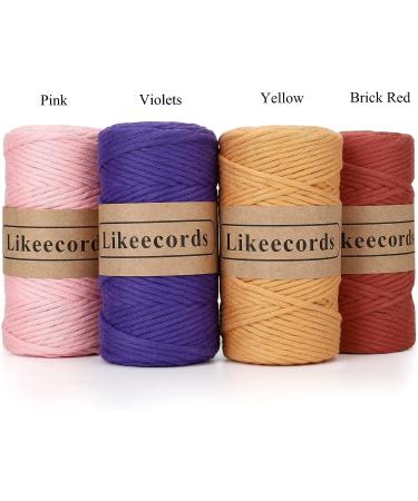 4mm Single Strand Yellow Macrame Cord - 80m Colored Cotton Rope for Wall Hangings, Plant Hangers & Crafts - Buy Online on SooperMarket.com