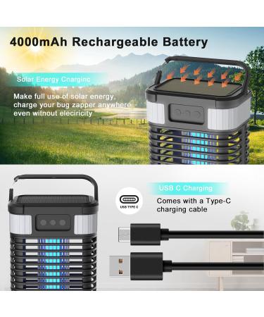 Buy Solar Insect Killer with Light Sensor | USB Rechargeable Mosquito Lamp | Waterproof Fly Destroyer - 4200V Non-Toxic UV Trap for Indoor & Outdoor Use - Buy Online on SooperMarket.com