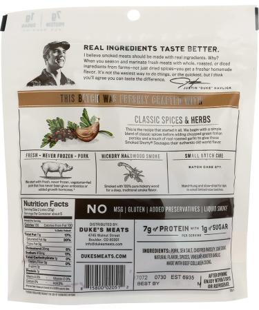 Dukes Jerky Sausages Shorty Smoked Orig - 4 oz | High-Quality Snack - Buy Online on SooperMarket.com