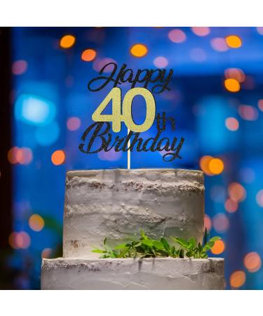 Shop Sumerk 40th Birthday Cake Attachments - Gold & Black Decorations | Perfect for Birthday Party Celebrations - Buy Online on SooperMarket.com