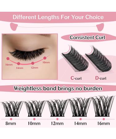 Cluster Lashes 72 Pcs Lash Clusters DIY Eyelash Extension Individual Cluster Eyelashes Tender Style Self-Application Fluffy Super Thin Band Reusable Soft & Comfortable(Tender-D-8-16mix) 8-16 mix Tender - Buy Online on SooperMarket.com